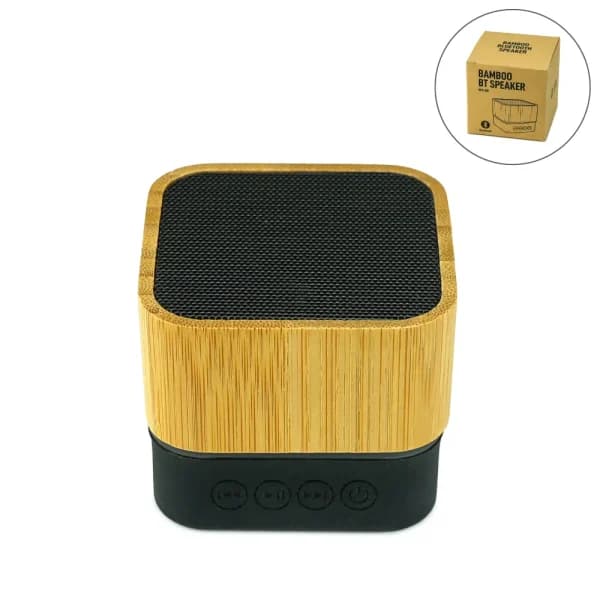 Cube Bamboo Bluetooth Speakers V5.0 - View 1