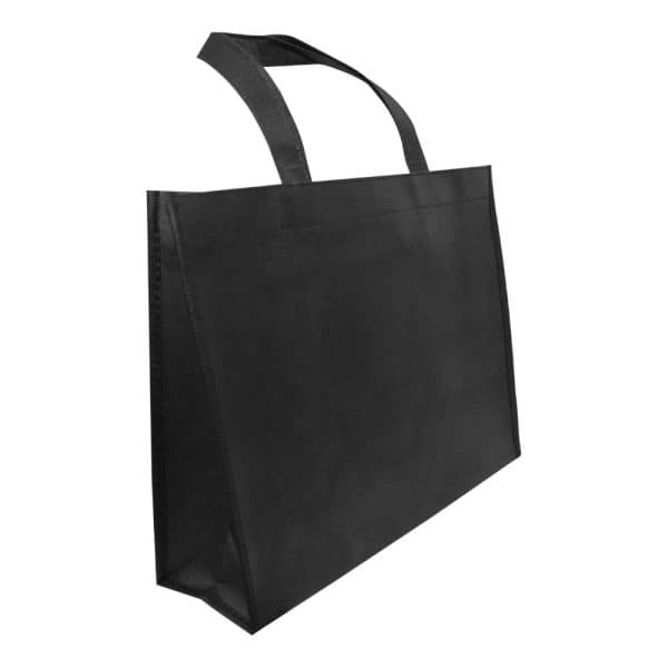 A4 Horizontal Black Non Woven Shopping Bags - View 1