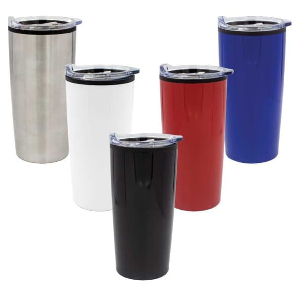 Double-Wall Travel Mugs with Clear Lid - View 1