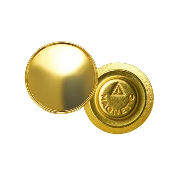 Gold Round Metal Badges with Magnet Attachment - View 1