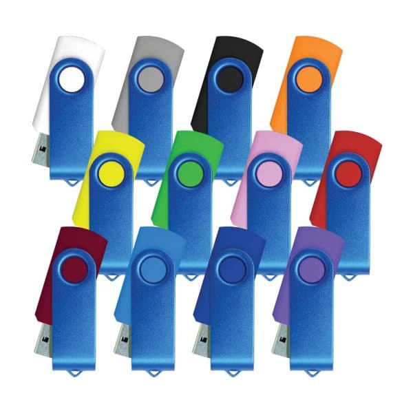 Matt Blue Swivel USB Flash Drives - View 1