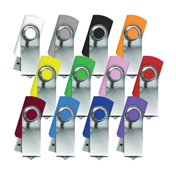 Shiny Silver Swivel USB Flash Drives - View 1