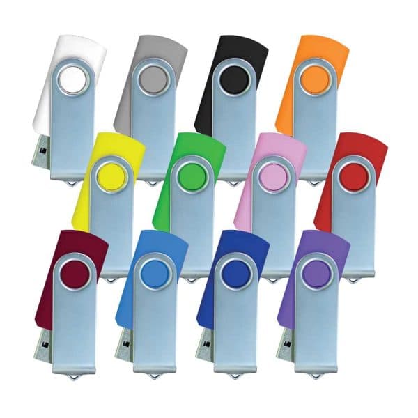 Silver Swivel USB Flash Drives - View 1