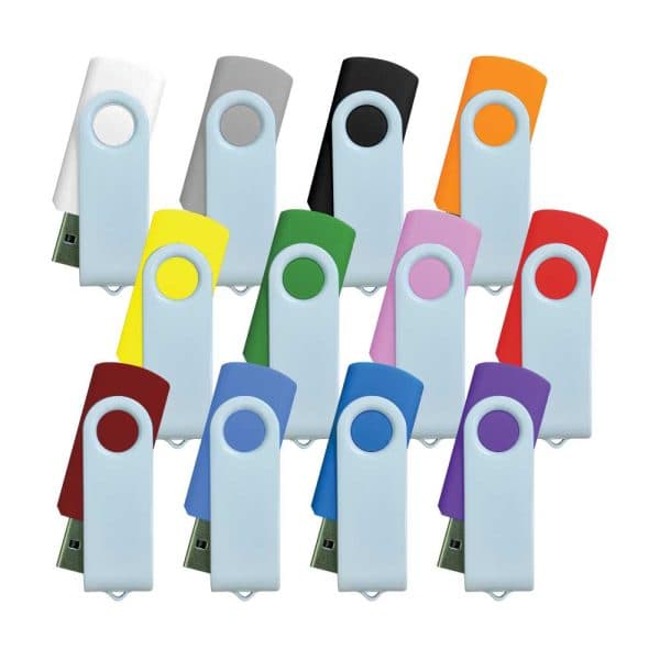 White Swivel USB Flash Drives - View 1