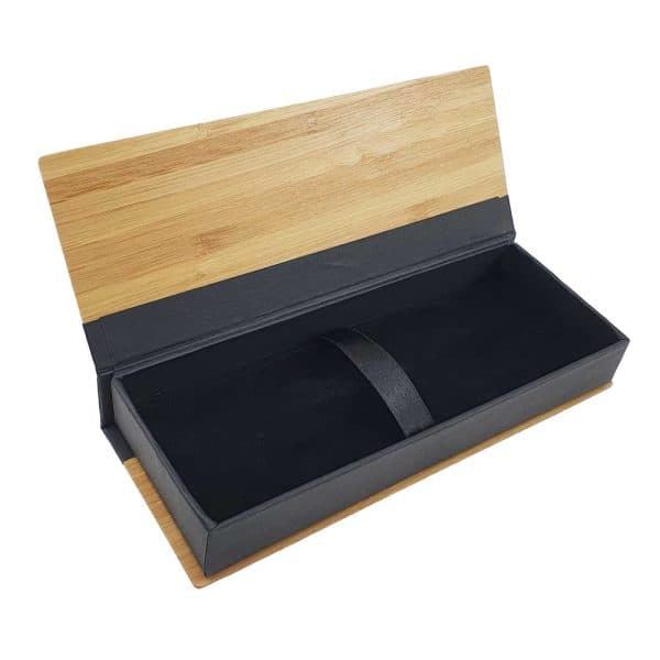 Bamboo Pen Box with Velvet Interior - View 1
