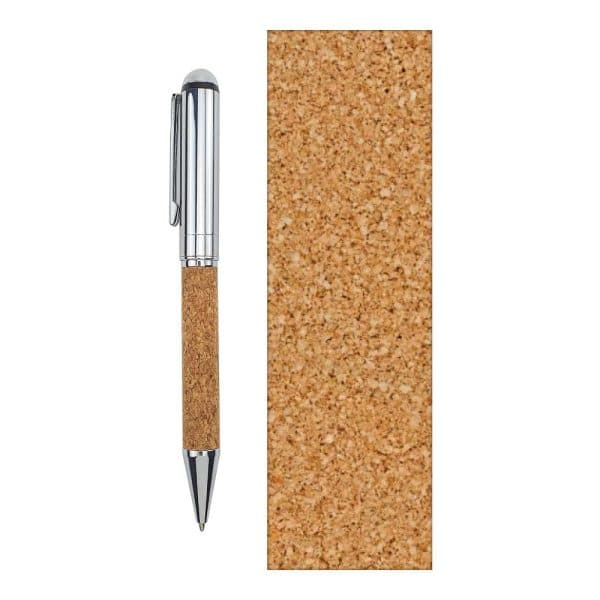 Metal Pen with Cork Barrel and Box - View 1