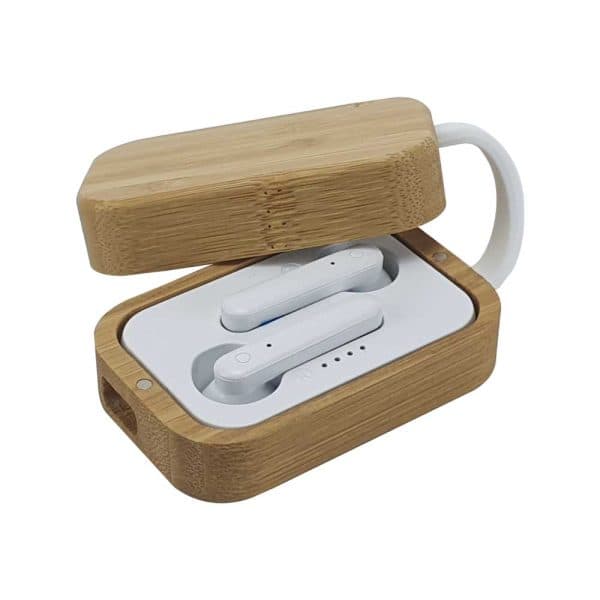 BT Earbuds with Bamboo Case & High Audio Quality - View 1