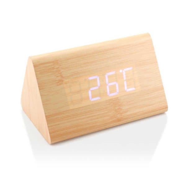 Triangular Wooden Digital Desk Clock Eco-Friendly - View 1