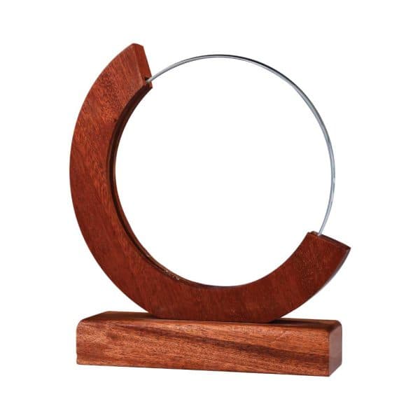 Round Moon Crystal Awards with Wooden Base - View 1