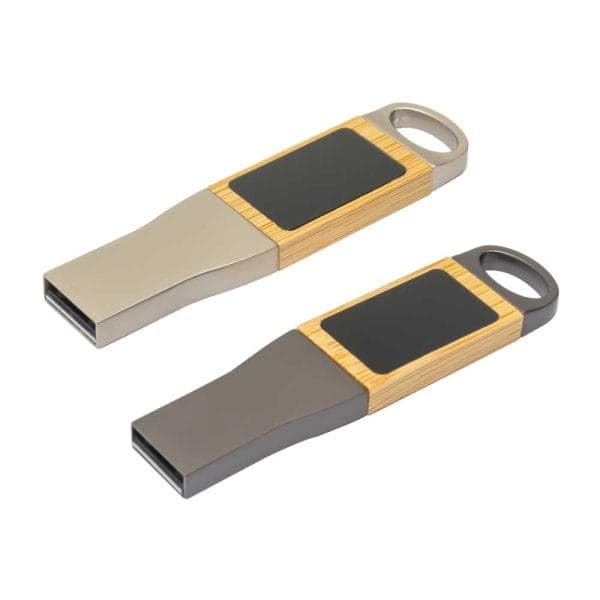 Light-Up Logo Metal & Bamboo USB Flash Drives 32GB - View 1