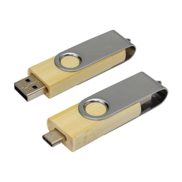 OTG Bamboo Swivel USB Flash Drives 32GB Type C - View 1