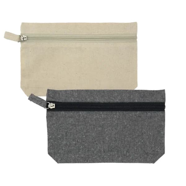 Natural Cotton Pouches with front Zipper Closure - View 1