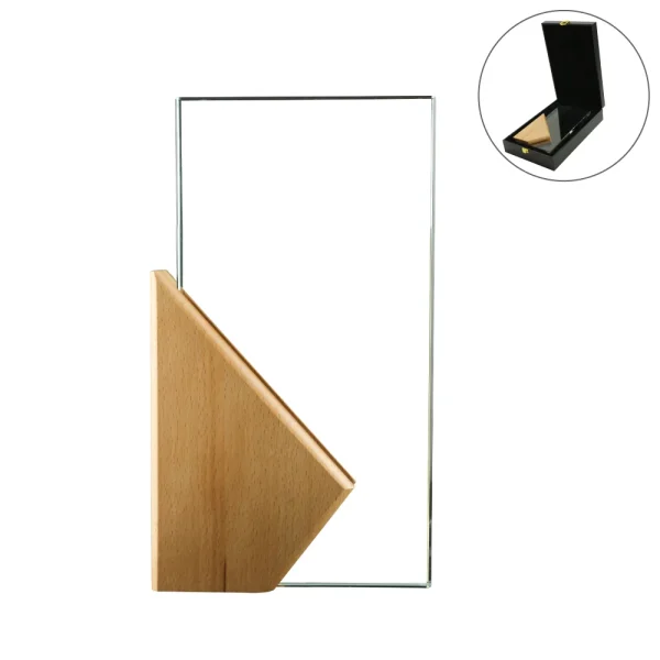 Rectangle Wooden Crystal Awards in Hardboard Box - View 1