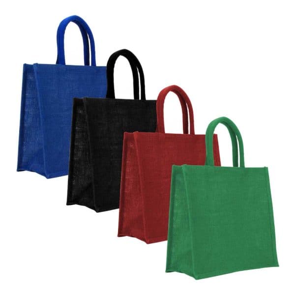 Reusable Square Jute Bags with Cotton Handles - View 1