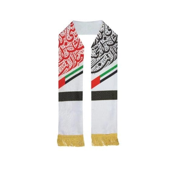 UAE Flag Polyester Scarf with Gold Tassel - View 1
