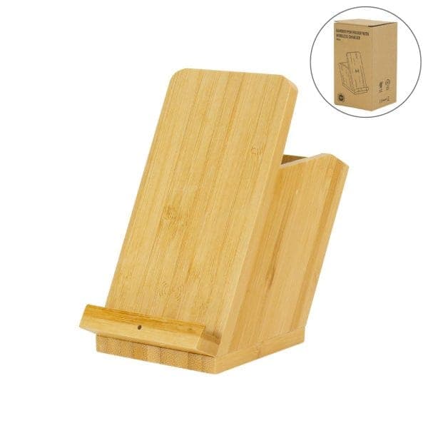 Bamboo Pen Holder with 15W Fast Wireless Charger - View 1
