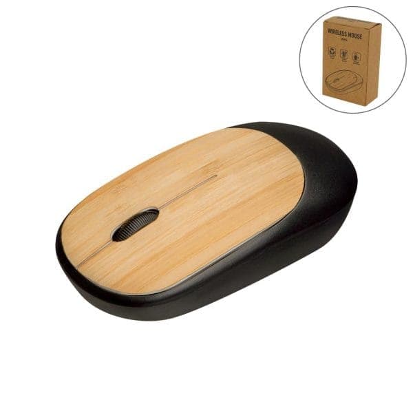 Bamboo Wireless Mouse in Black Color - View 1