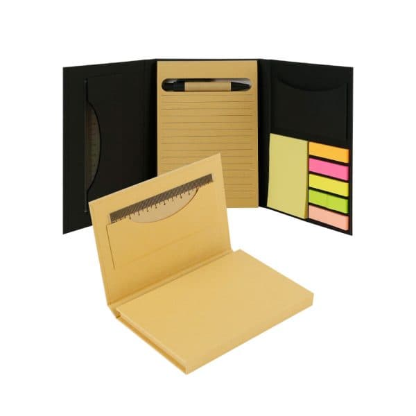 Tri-Fold Notepad with Sticky Notes, Pen, Card Slot and Ruler - Related corporate gift product
