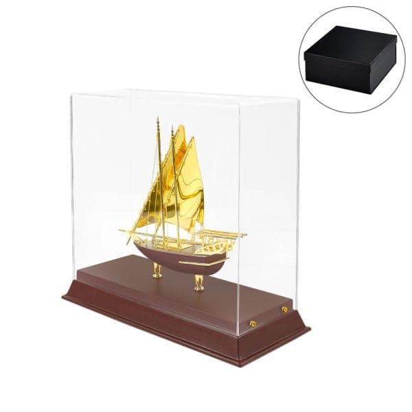 UAE Golden Dhow Memento in Wooden Base & Acrylic Case - View 1