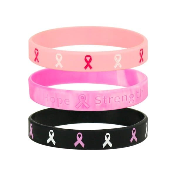 Breast Cancer Awareness Wristbands with Logo - View 1