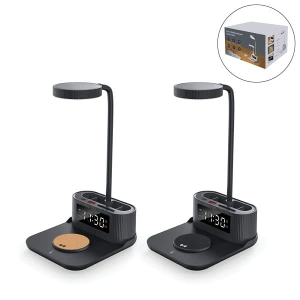 Desk Lamp with 15W Wireless Charger, Clock and Pen Holder - View 1