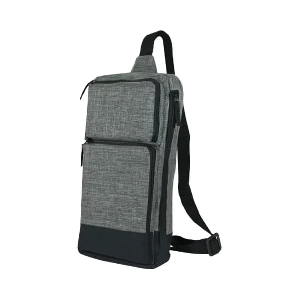 Sling Crossbody Bags in Grey and Black Polyester Material - View 1