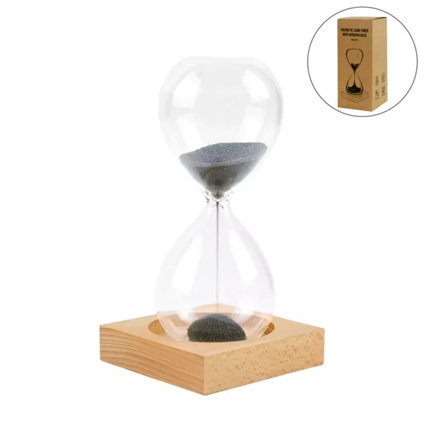 Magnetic Sand Timer with Wooden Base – 2 Minutes - View 1