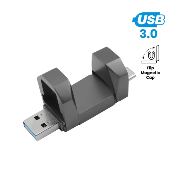 OTG USB Flip in Gun Metal 32GB V. 3.0 Type C Flip Magnetic Cap - View 1