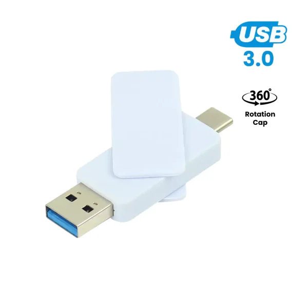 OTG White Swivel USB Flash Drives 64GB V. 3.0 Type C - View 1