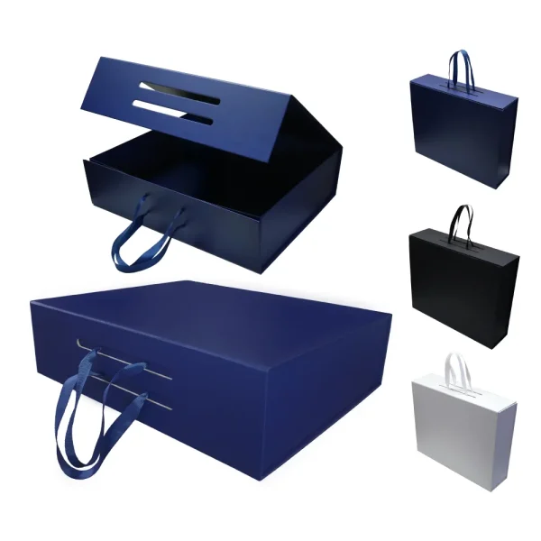 Foldable Gift Box with Magnetic Closure & Ribbon Handle - View 1