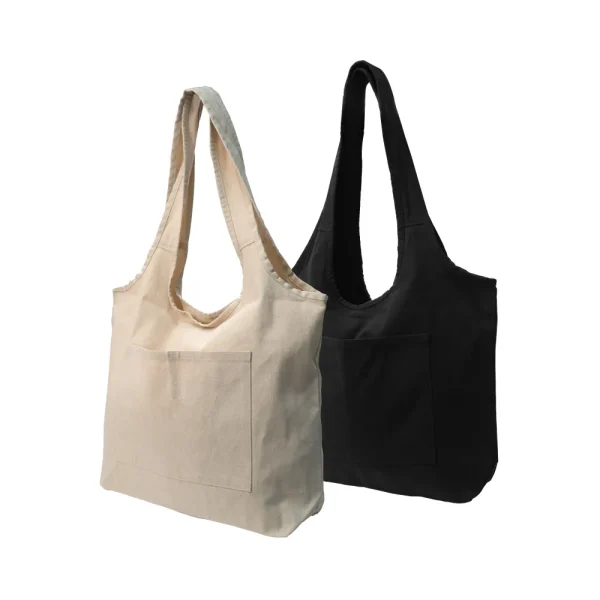 Cotton Hobo Bags with Front Pocket, 340 GSM (10 oz) - View 1