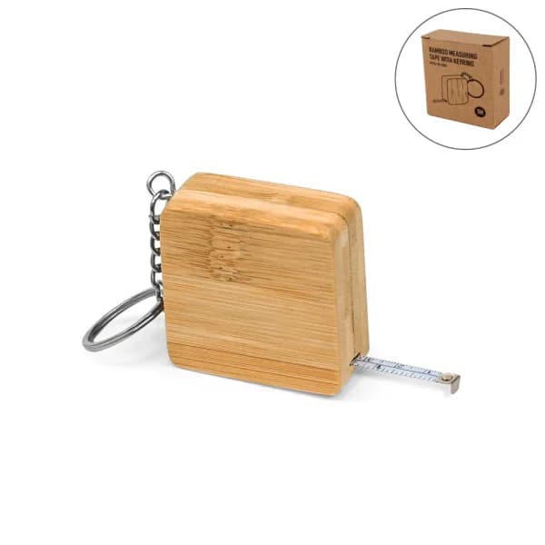 Bamboo Retractable Measuring Tape Keychains - View 1