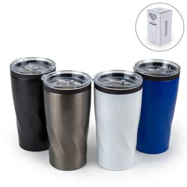 Double Wall SS Tumblers with PP Interior and Transparent Lid 580ml - View 1