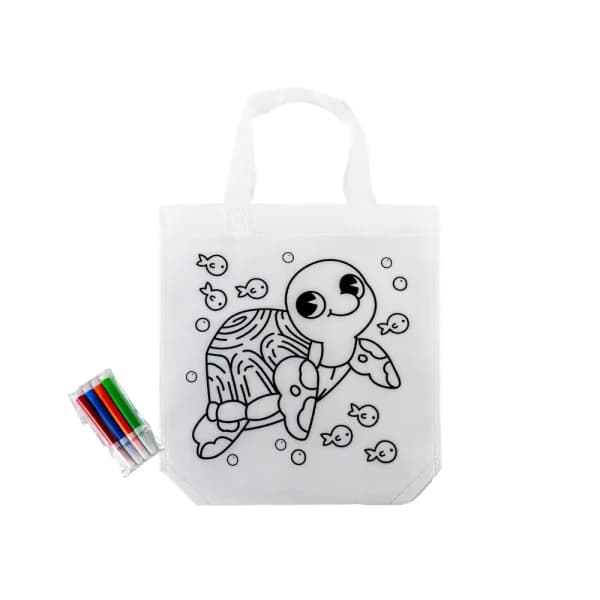 Mini Non-woven Bags 100GSM, 4Color Markers & Imprinted Turtle Outline - View 1