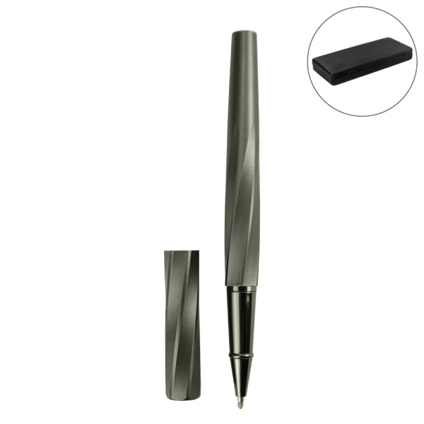 Rollerball Pens Swirl Design in Gunmetal Finish with PU Leather Box