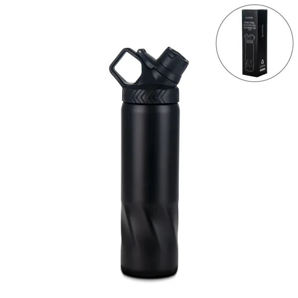 Stainless Steel Water Bottles in Black Matte, Double Wall, 620ml - Related corporate gift product