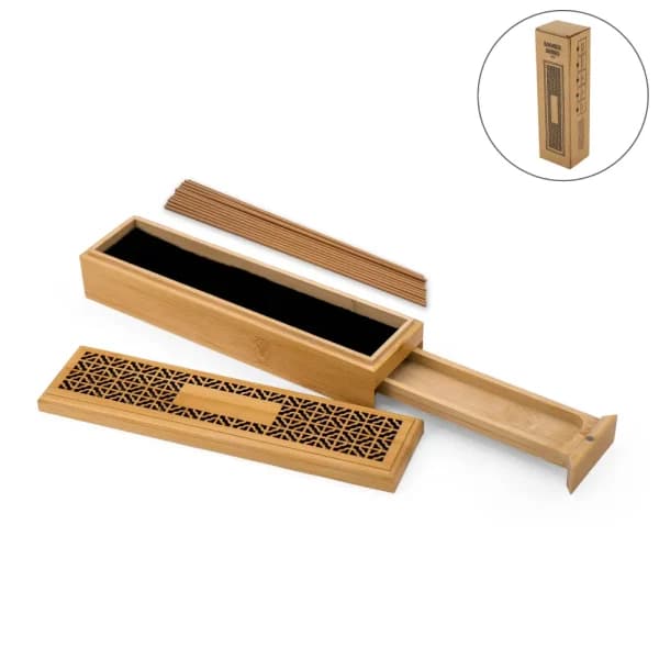 Wooden Incense Burner Holder with Drawer Includes 10 Pcs Oud Sticks - View 1